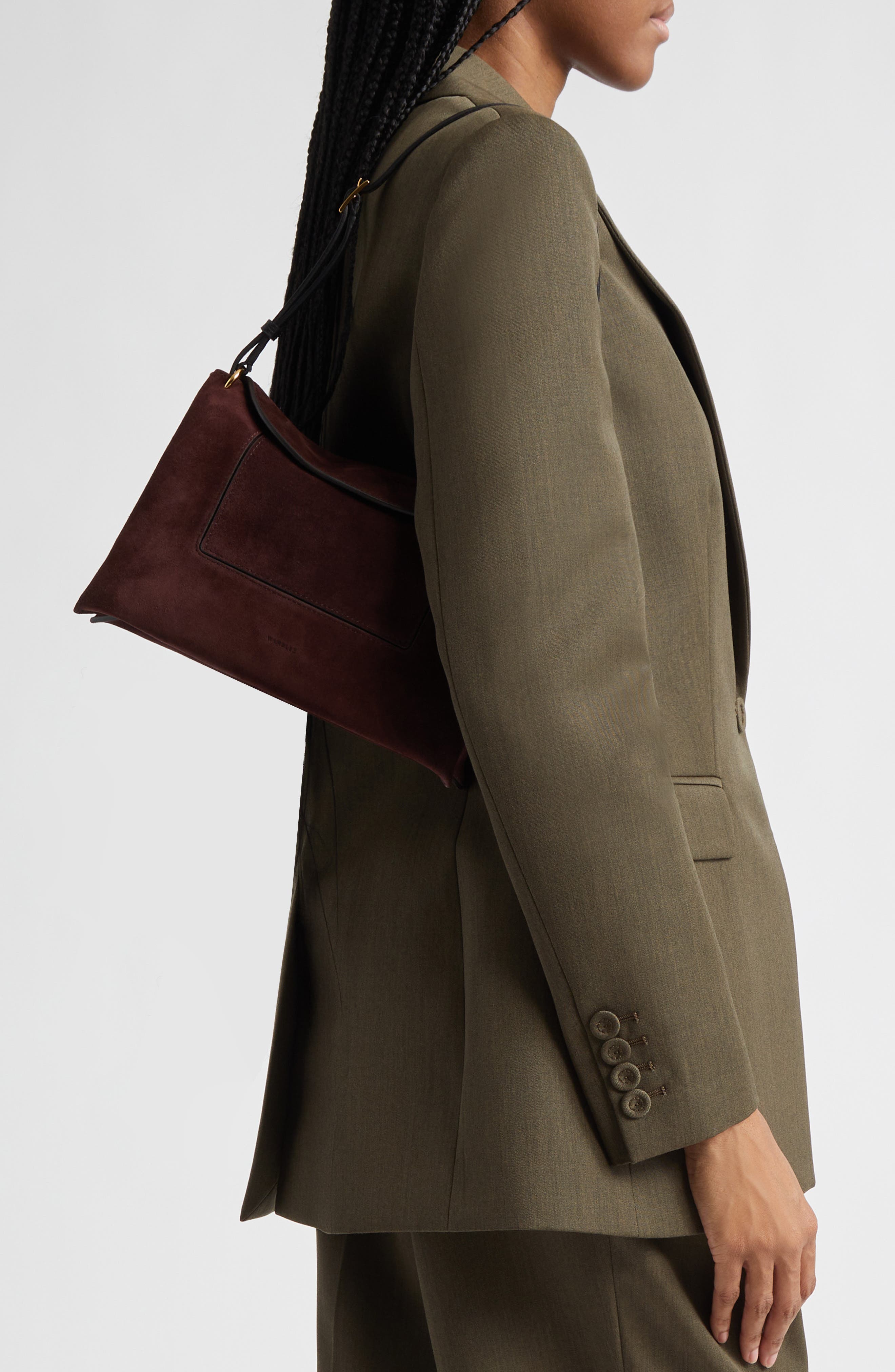 Wandler Penelope Slouch Suede Shoulder Bag, Alternate, color, Acai Suede