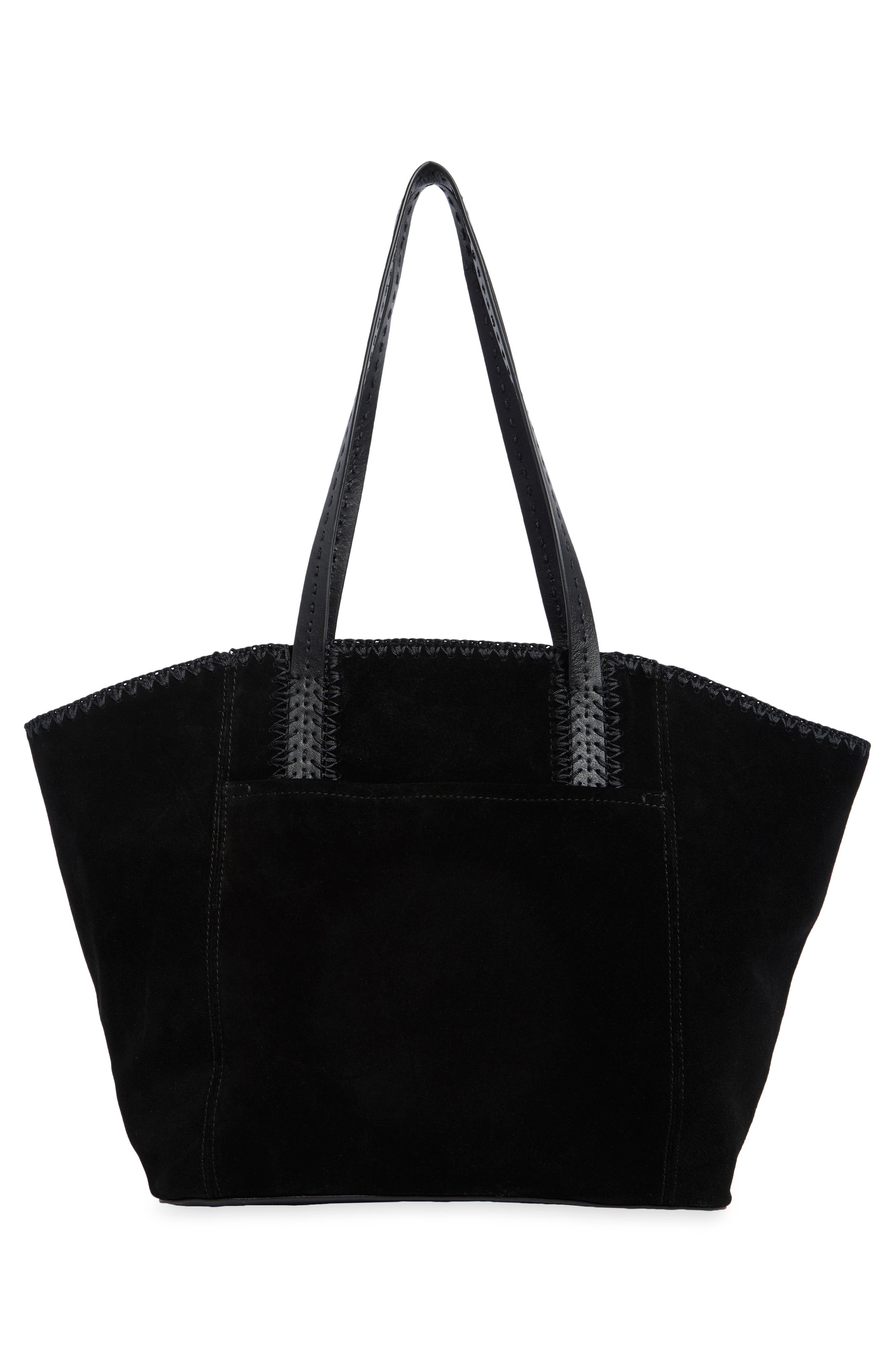 Paradise Leather Tote, Alternate, color, BLACK SUEDE