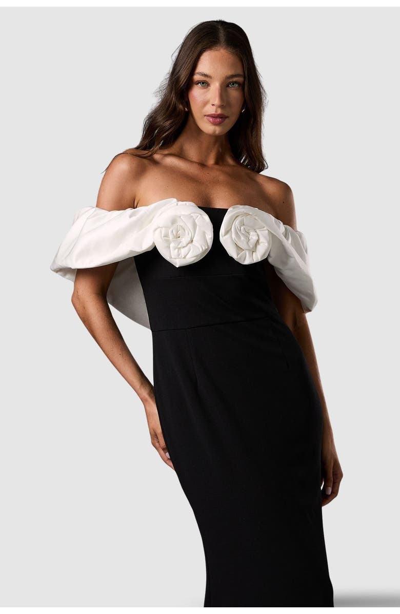 Coast Bardot Rose Detail Maxi Dress, Alternate, color, Mono