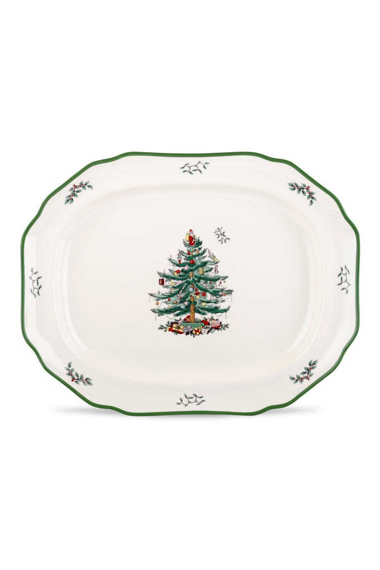 Christmas Tree Sculpted Platter, Main, color, GREEN