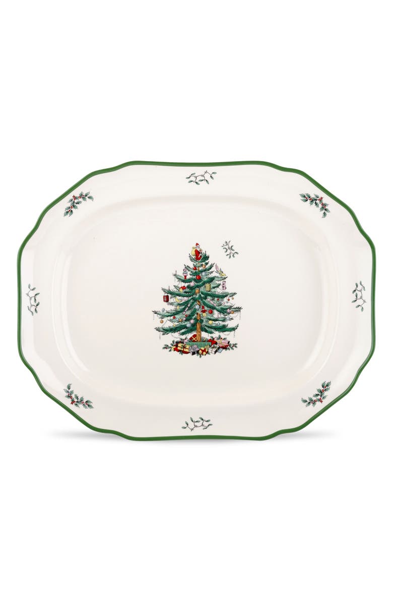 Spode Christmas Tree Sculpted Platter, Main, color, Green