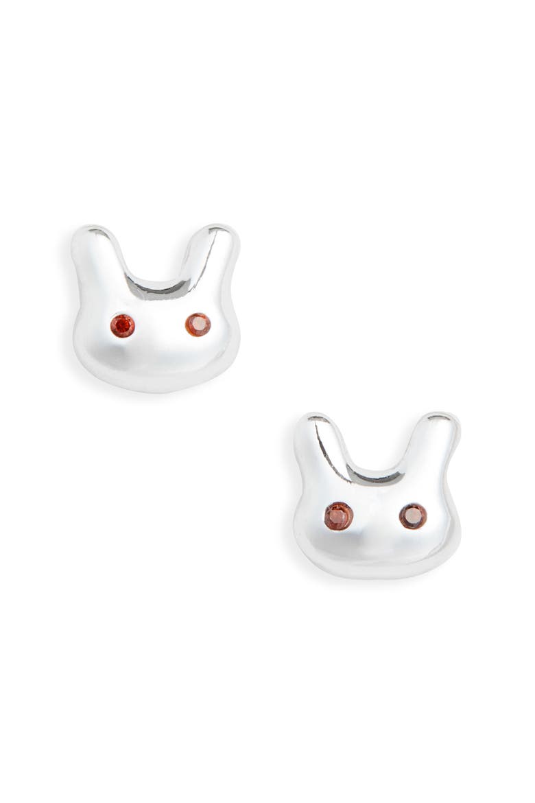 Terminator Bunny Stud Earrings, Main, color, SILVER
