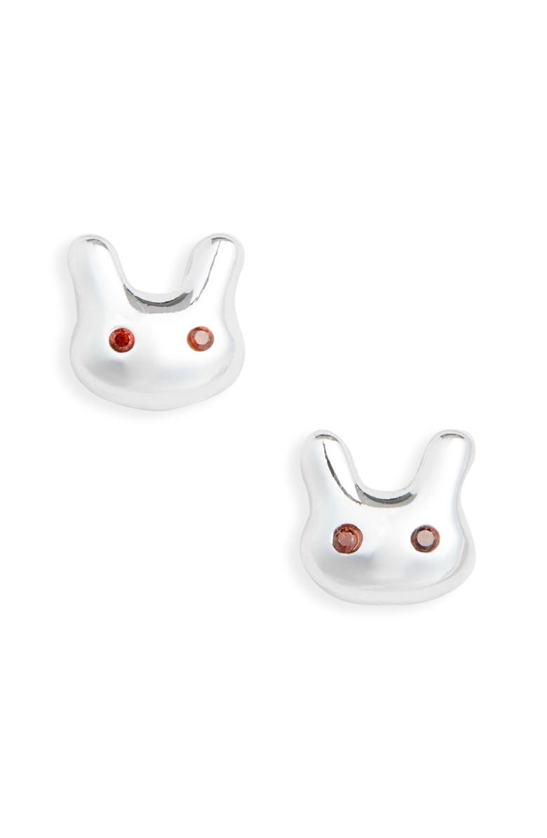 Sandy Liang Terminator Bunny Stud Earrings, Main, color, Silver