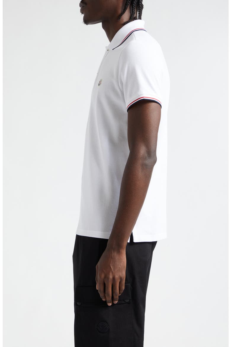 Tipped Cotton Piqué Polo, Alternate, color, WHITE/ WHITE