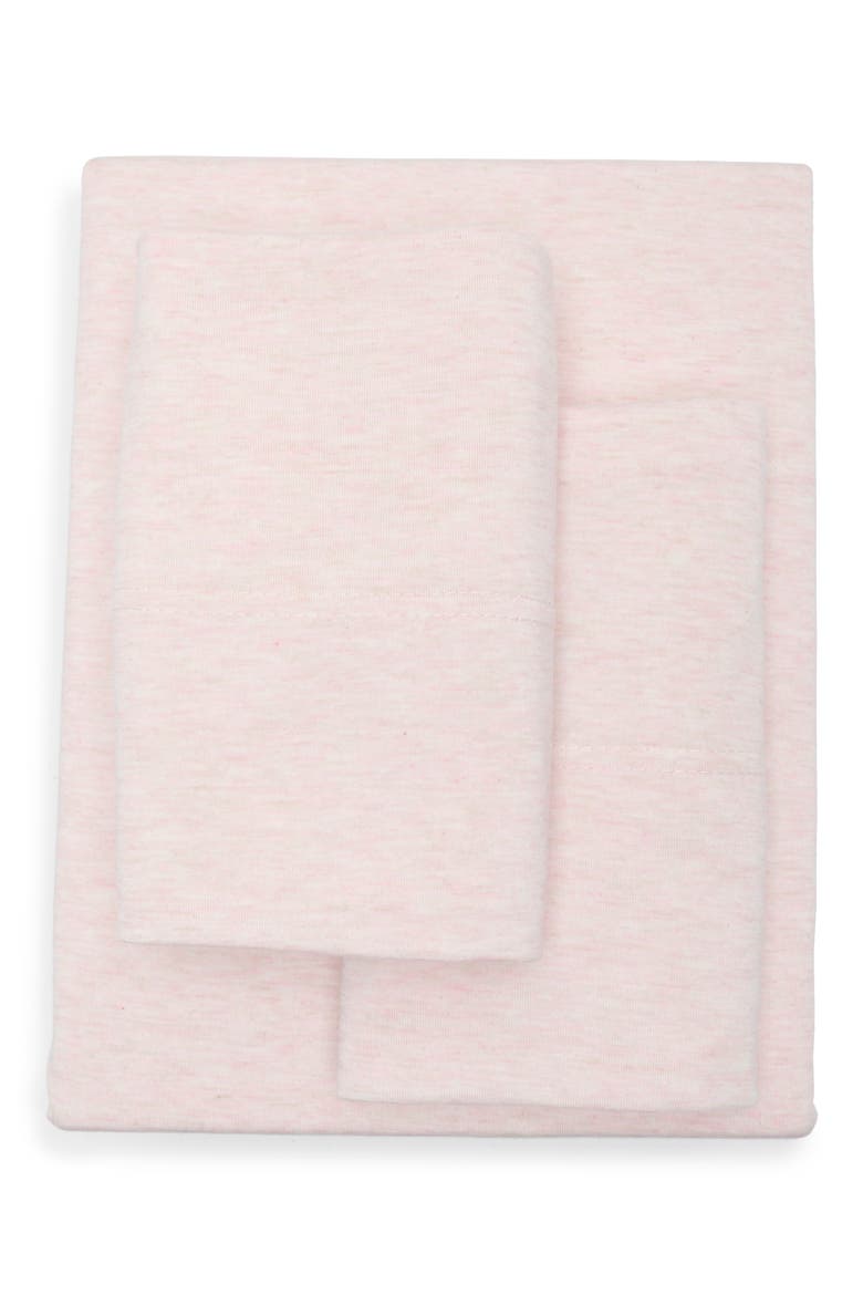 Heathered Jersey 4-Piece Sheet Set, Main, color, PINK SEPIA