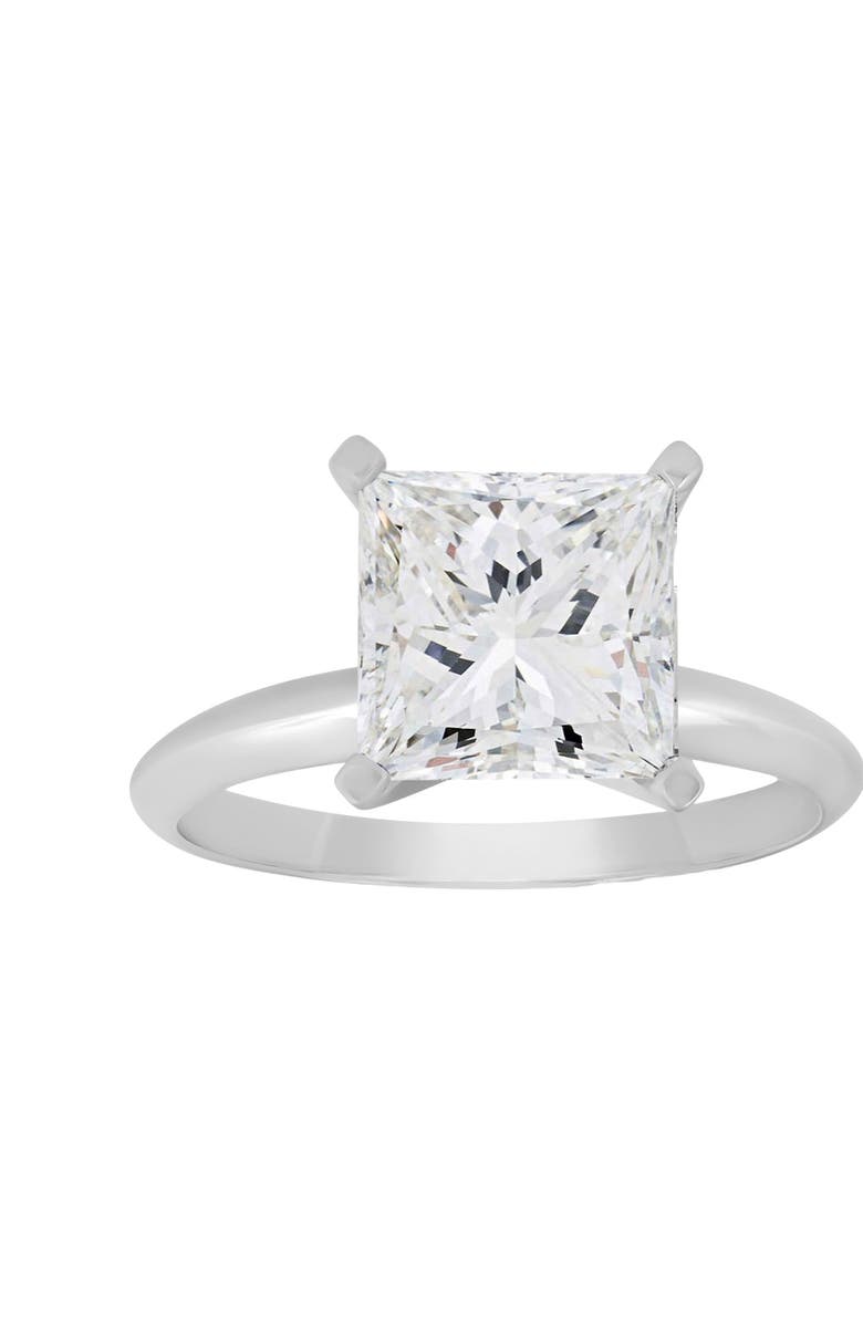 Bliss Diamond Certified 3 Ct Princess Cut Diamond Solitaire Engagement Ring 14k Gold Lab Grown, Main, color, 