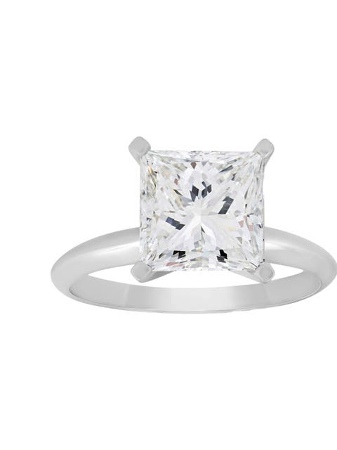 Certified 3 Ct Princess Cut Diamond Solitaire Engagement Ring 14k Gold Lab Grown