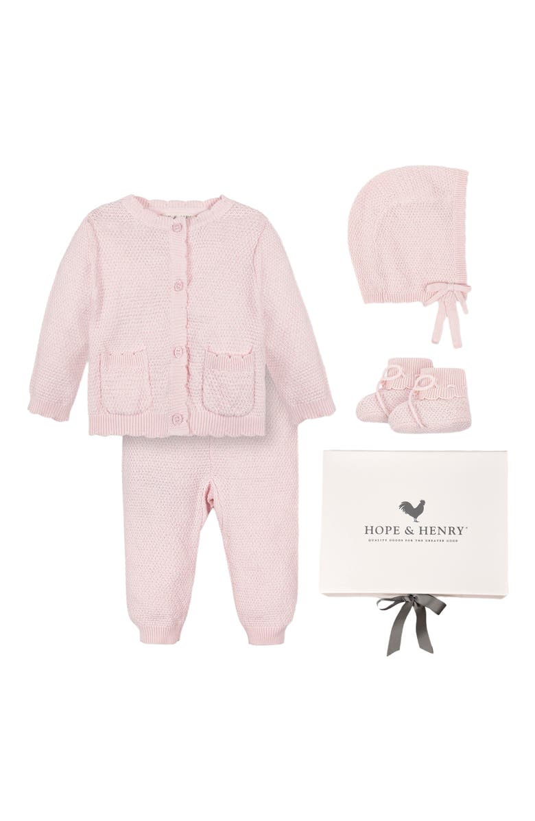 Hope & Henry Baby Organic 5 Piece Knit Gift Set with Box, Infant, Main, color, 