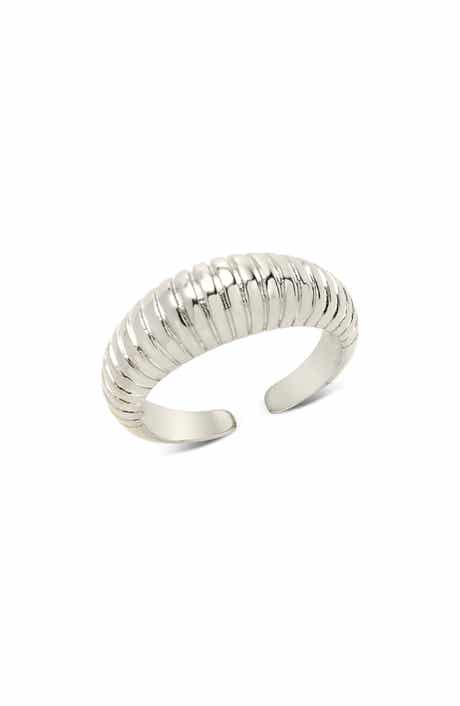 Sterling Forever Ribbed Open Bombe Ring