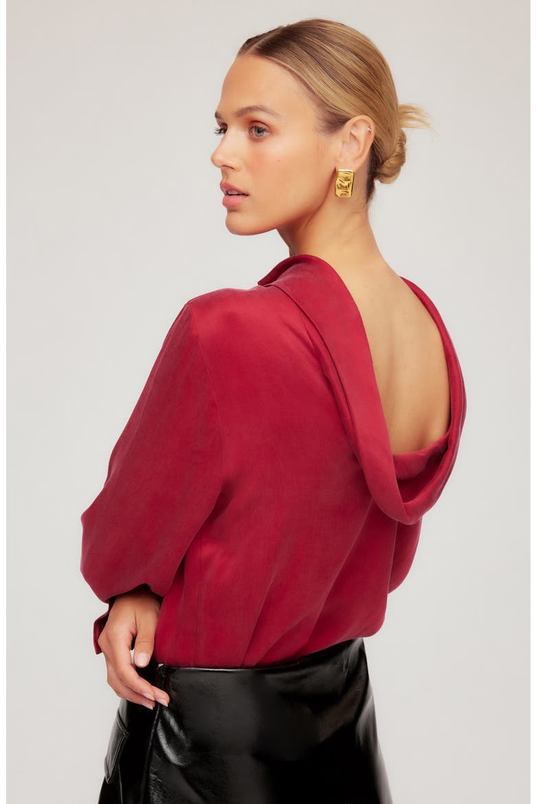 Camille Cowl Back Satin Top, Alternate, color, BRICK