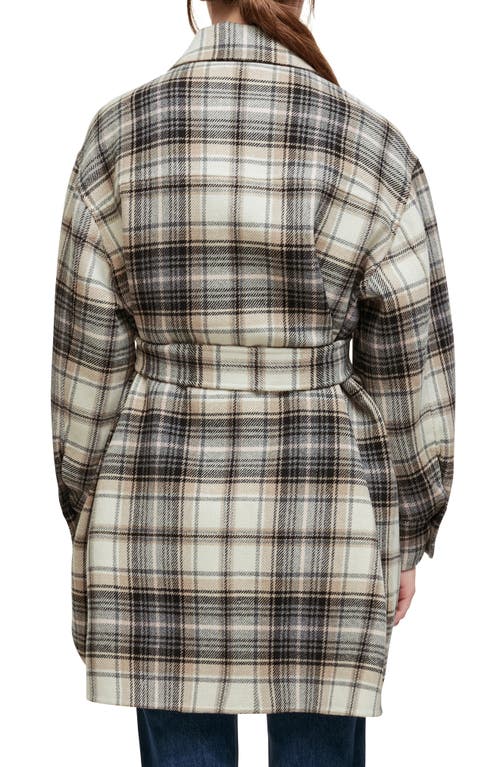 Maje Gavinima Plaid Wool Blend Shirt Jacket In Sand