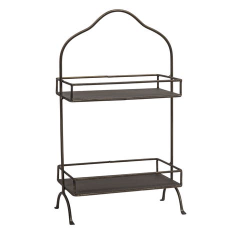 Decorative Metal 2 Tier Tray with Handle