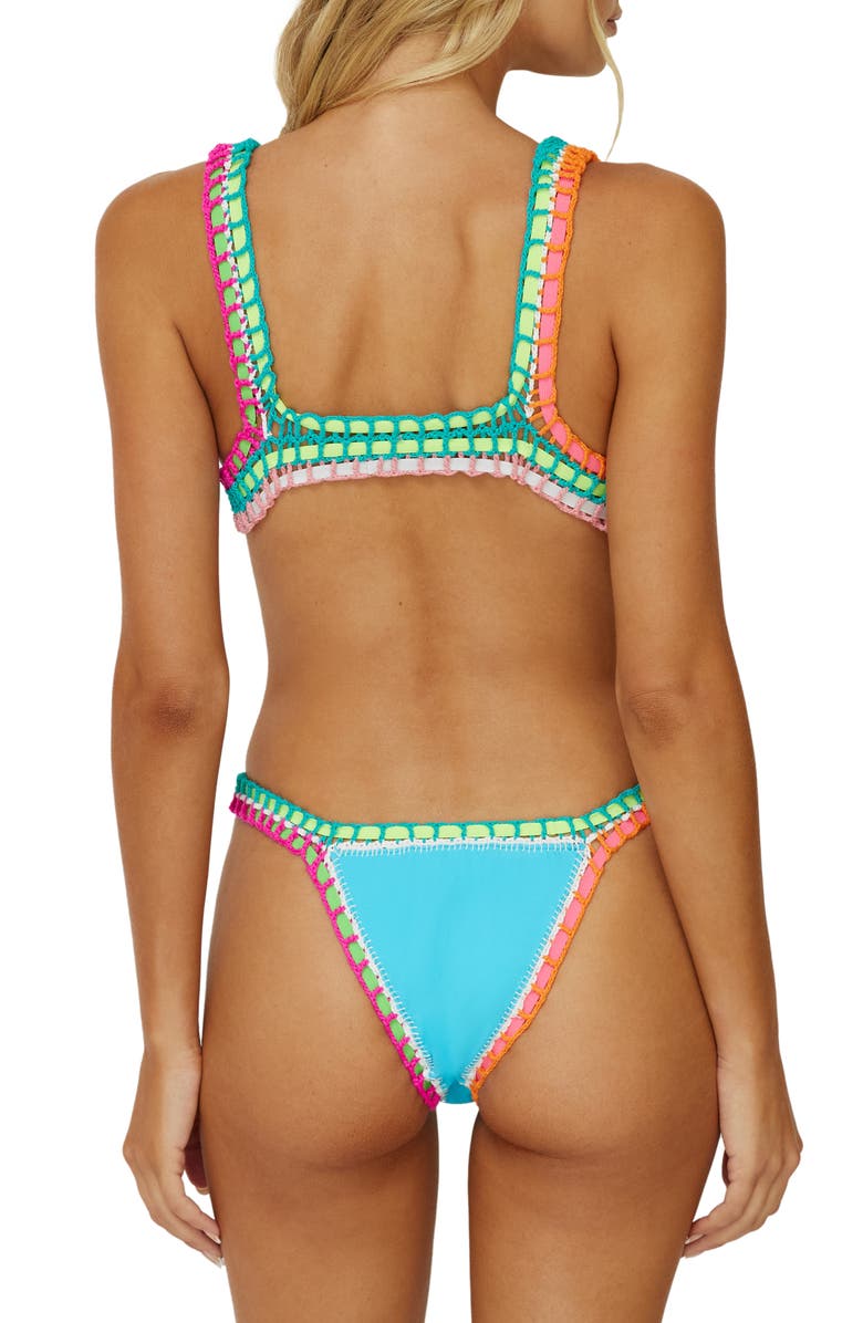 PQ SWIM Colorful Whipstitch Trim Bikini Bottoms, Alternate, color,