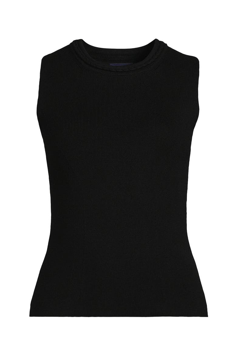 Cotton Viscose Braided Neck Tank Sweater, Alternate, color, Black