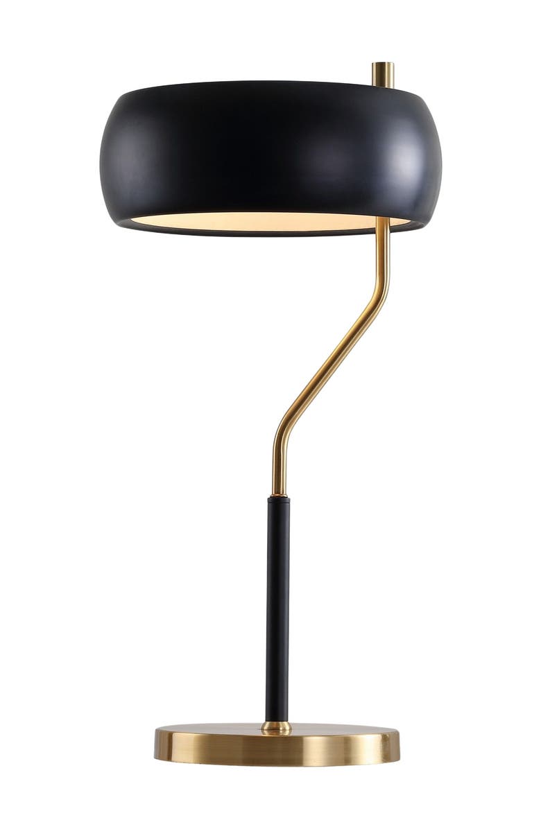 JONATHAN Y Oskar 22.5" Moody Metal LED Desk Lamp, Black/Brass Gold, Main, color,