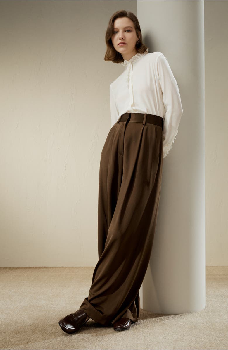 Lilysilk Crêpe de Chine Silk Blouse with Ruffle Edge, Alternate, color,