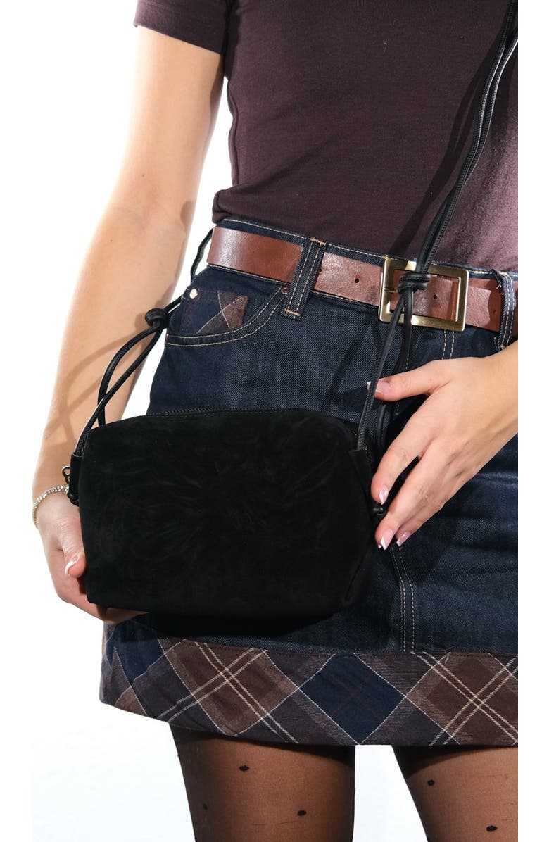 Forever & Always Shoes Selsey Crossbody Leather Bag, Alternate, color, Black Suede