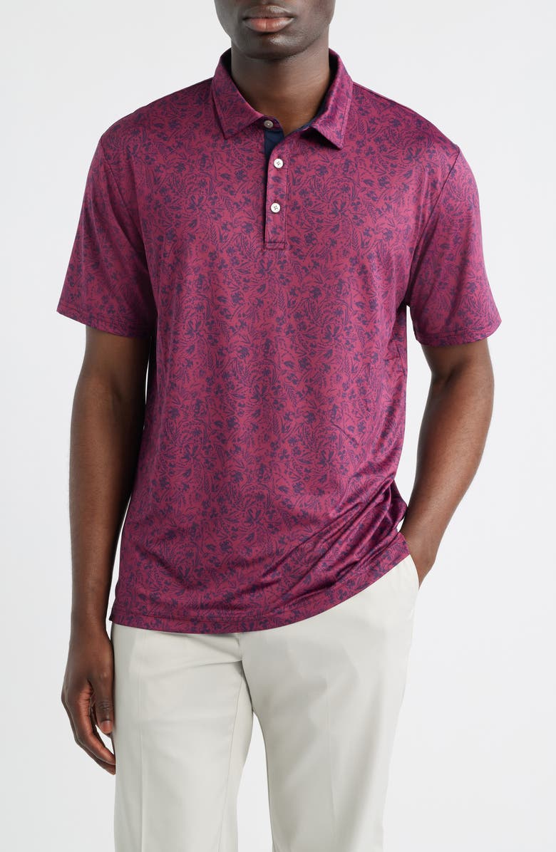 Swannies Sunset Floral Performance Golf Polo, Main, color, Berry