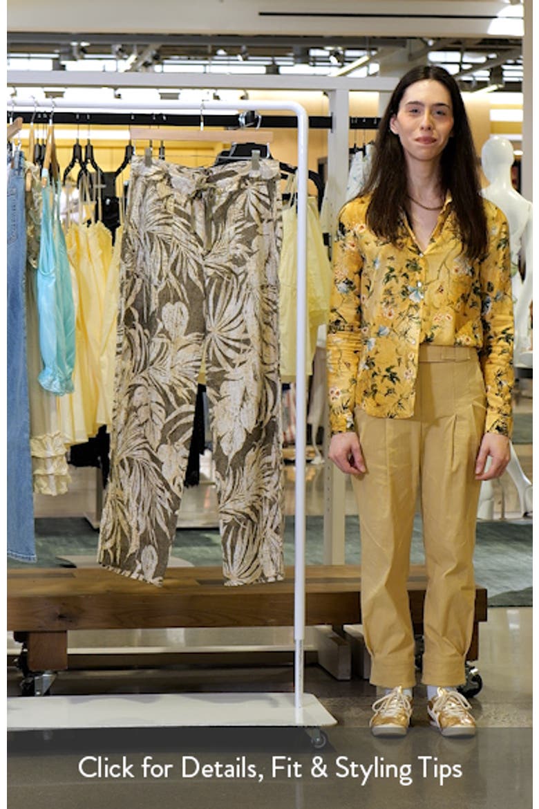 Palm Print Linen Wide Leg Pants video