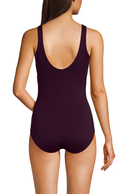 Lands' End Mastectomy Chlorine Resistant Tugless One Piece Swimsuit Soft Cup In Burgundy