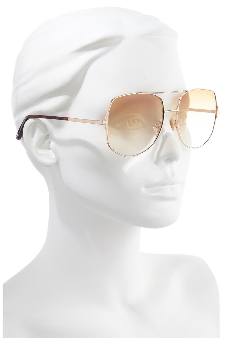 Lennox 62mm Oversize Aviator Sunglasses, Alternate, color, ROSE GOLD/ GOLD