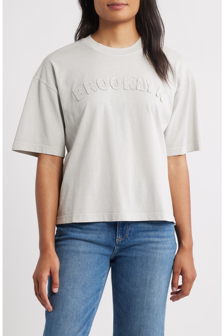Logo Appliqué Cotton T-Shirt, Main, color, OYSTER MUSHROOM