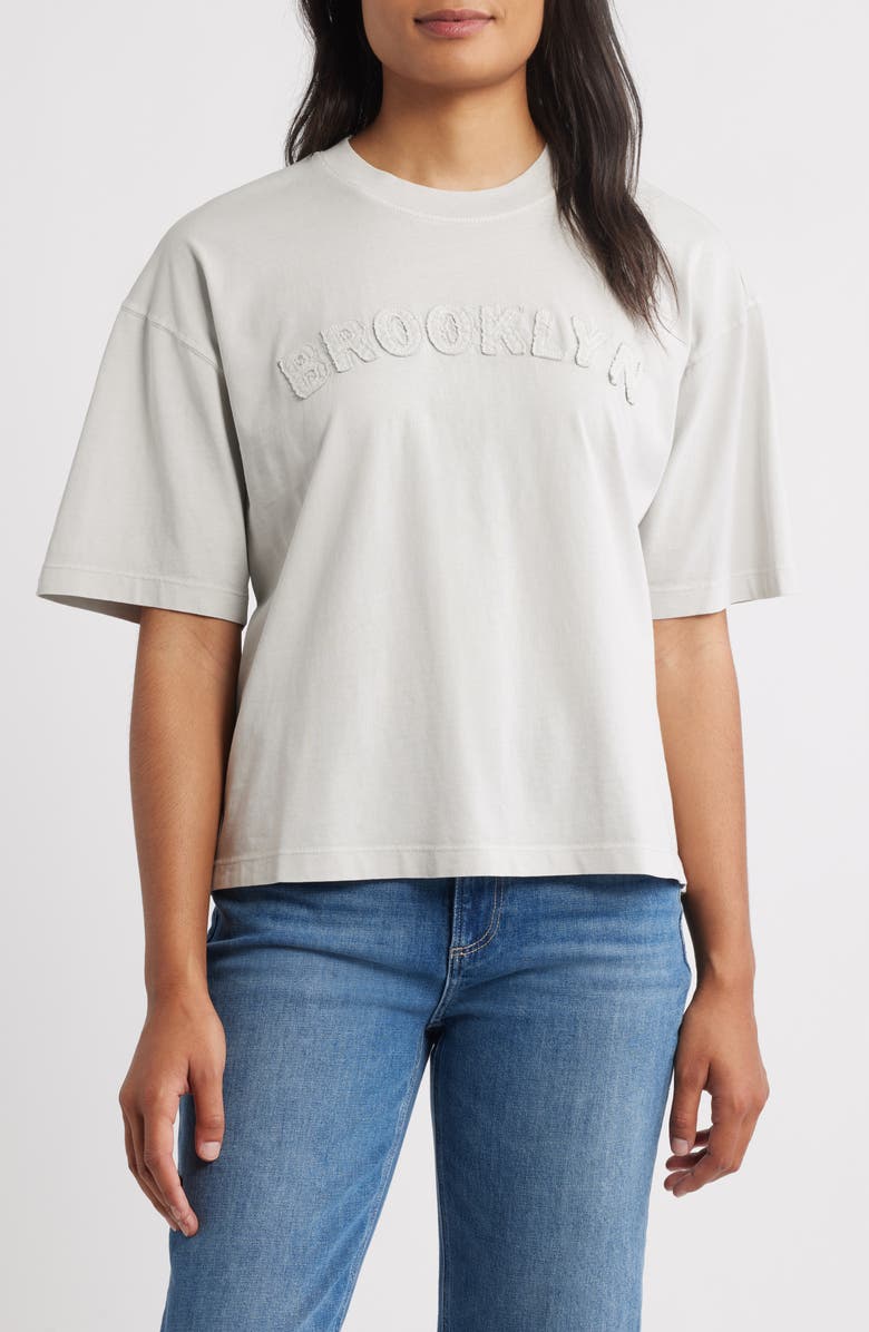 Brooklyn Industries Logo Appliqué Cotton T-Shirt, Main, color, Oyster Mushroom