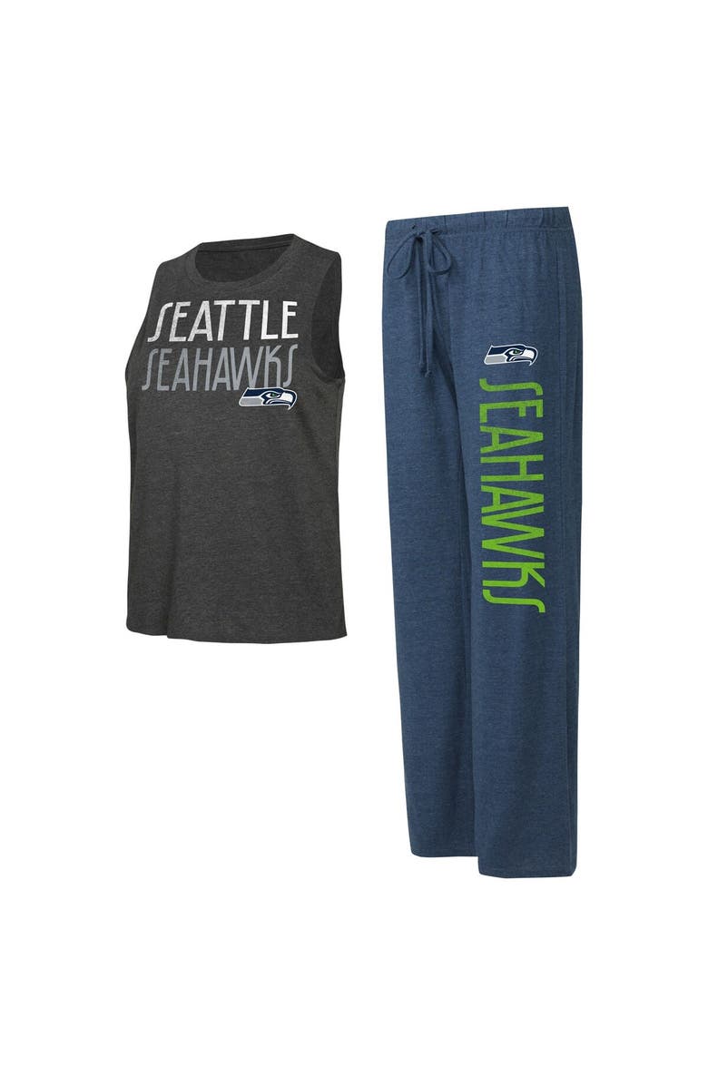 CONCEPTS SPORT Women's Concepts Sport Navy/Charcoal Seattle Seahawks Muscle Tank Top & Pants Lounge Set, Alternate, color, Navy