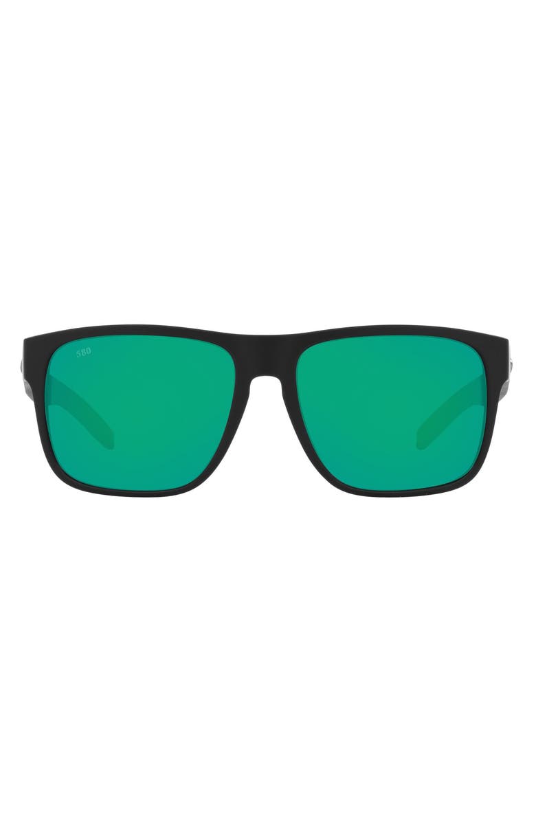 Costa Del Mar 59mm Polarized Square Sunglasses, Main, color, Black Green