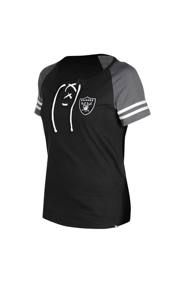 New Era Women's New Era Black Las Vegas Raiders  Lace-Up Raglan T-Shirt, Alternate, color, 