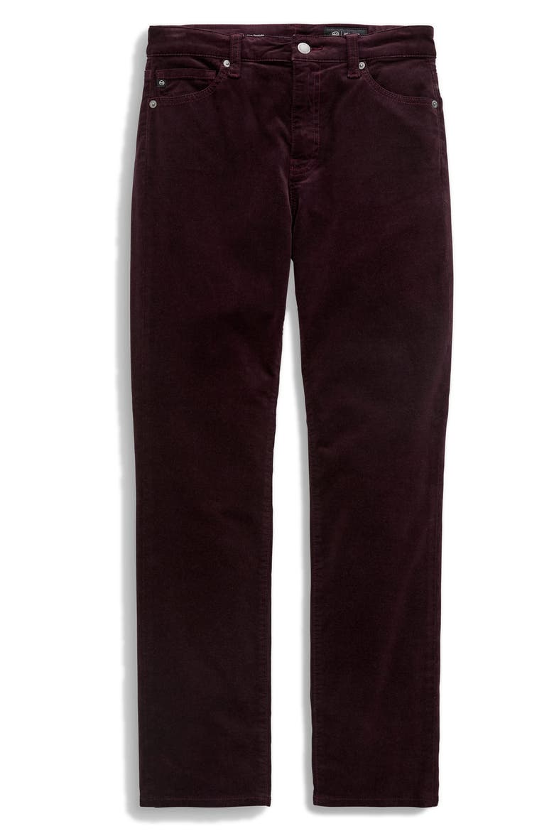 Mari Mid Rise Slim Straight Leg Velvet Jeans, Alternate, color, CHERRY SWING