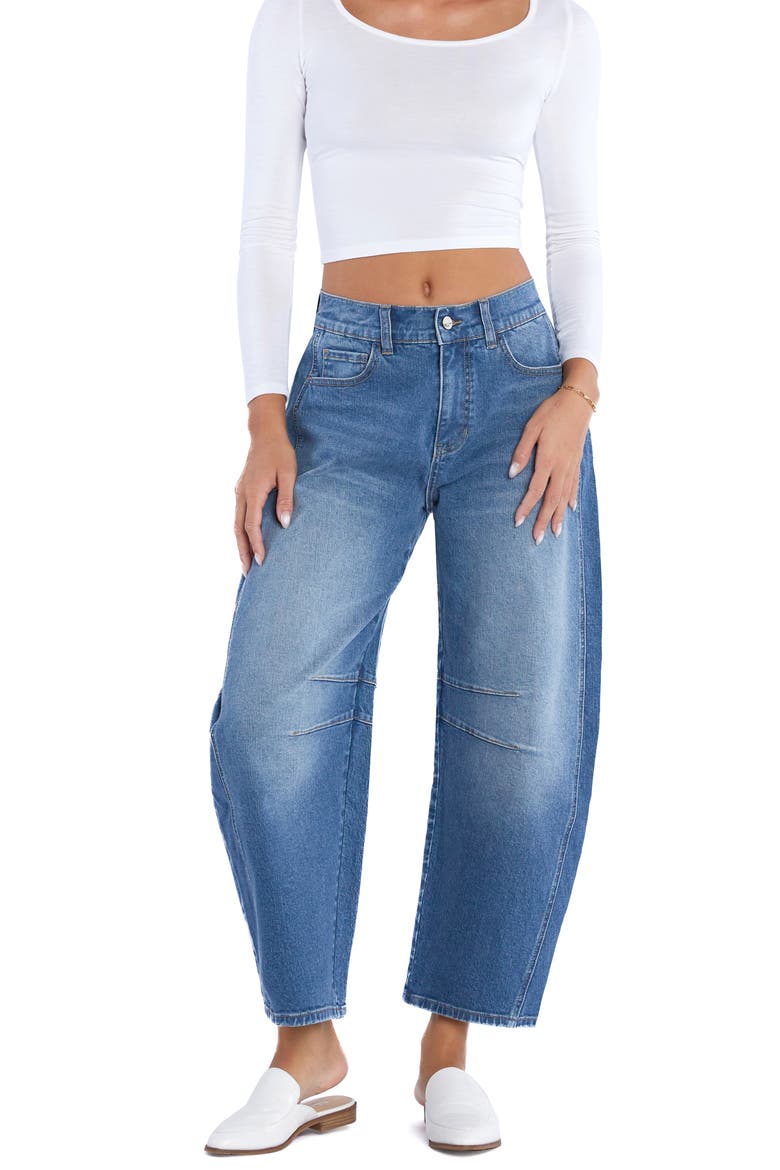 Crop High Waist Barrel Leg Jeans, Alternate, color, GOOD BLUE