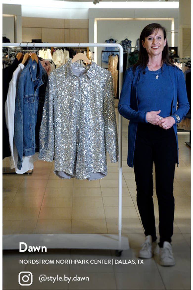 Sequin Long Sleeve Mini Shirtdress video