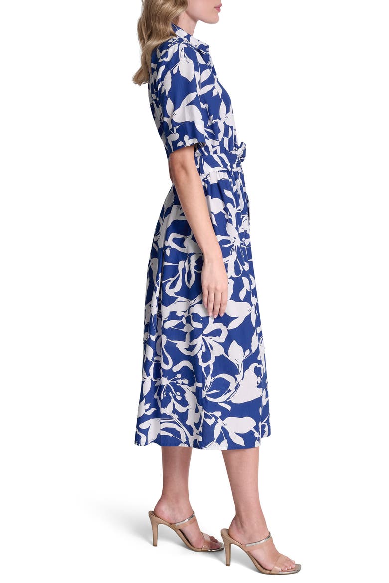 Floral Elbow Sleeve Cotton Midi Shirtdress, Alternate, color, AVP:ATLNTC BL/IVORY