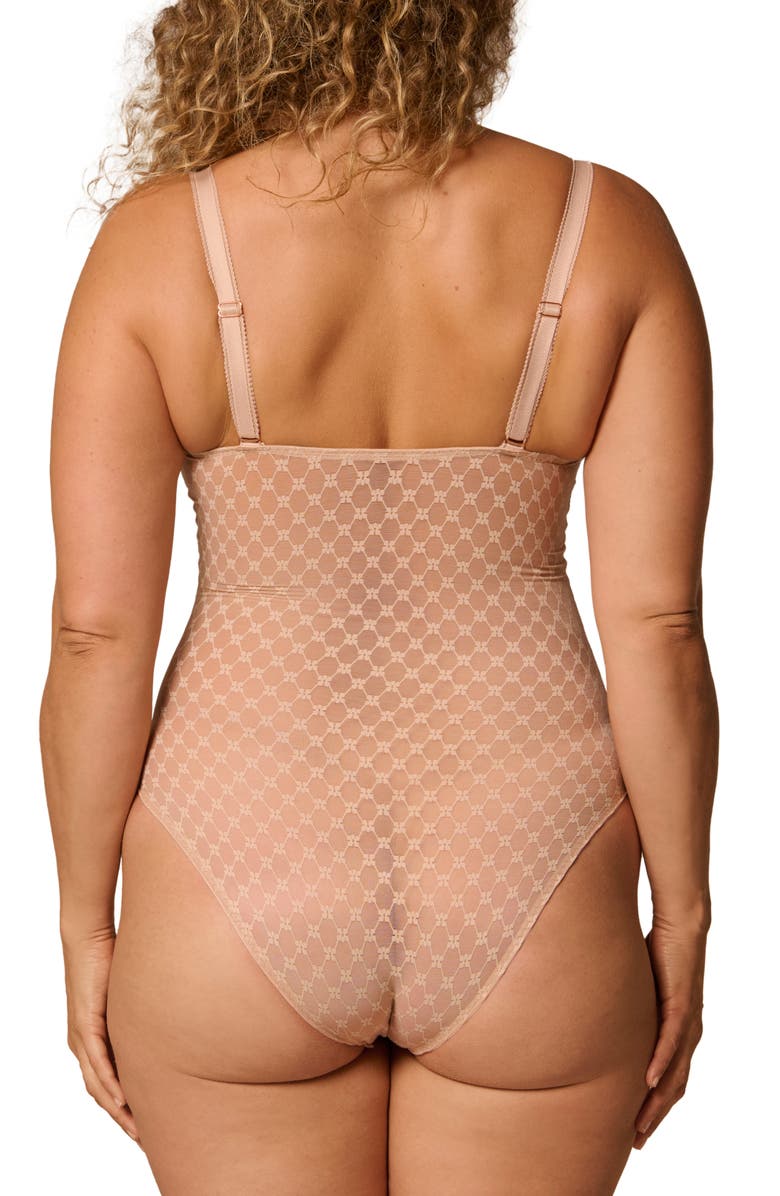 Simone Perele Plume Embroidered Underwire Shaping Bodysuit, Alternate, color, Peau Rose