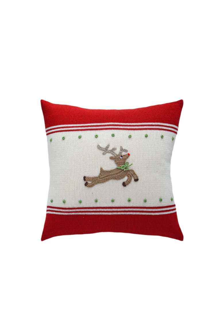 14" Reindeer Pillow, Main, color, Red