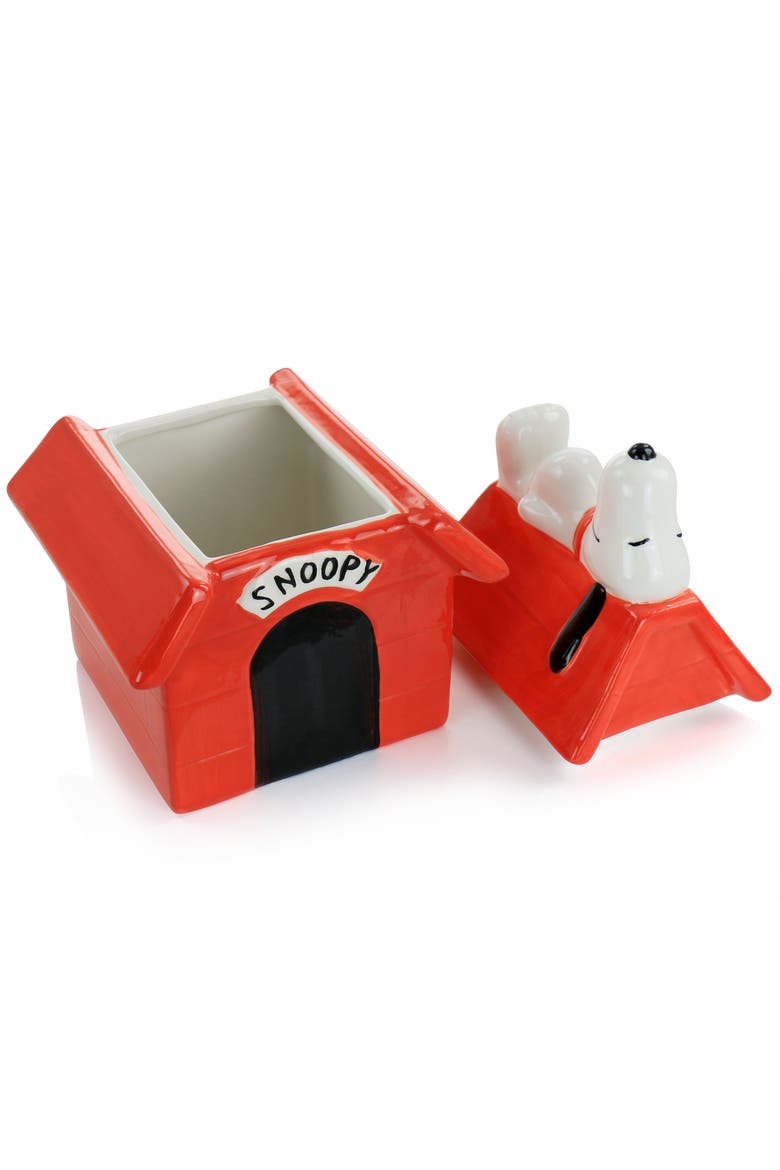 Classic Snoopy Dog House Durastone 11.2in Cooke Jar, Alternate, color, Red
