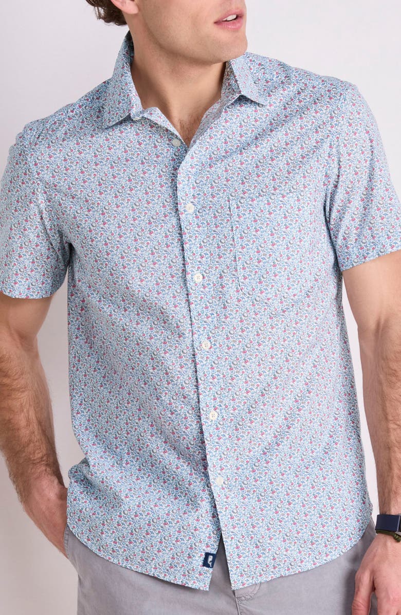 vineyard vines Painkiller Madras Short Sleeve Cotton Button-Up Shirt, Main, color, 