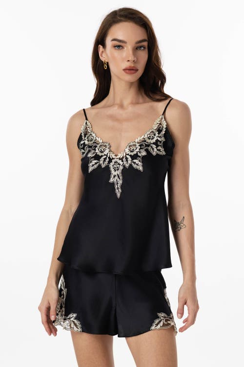 Silksilky Pure Silk Lace Flower Trim Bride Camisole Pj Set 2pcs