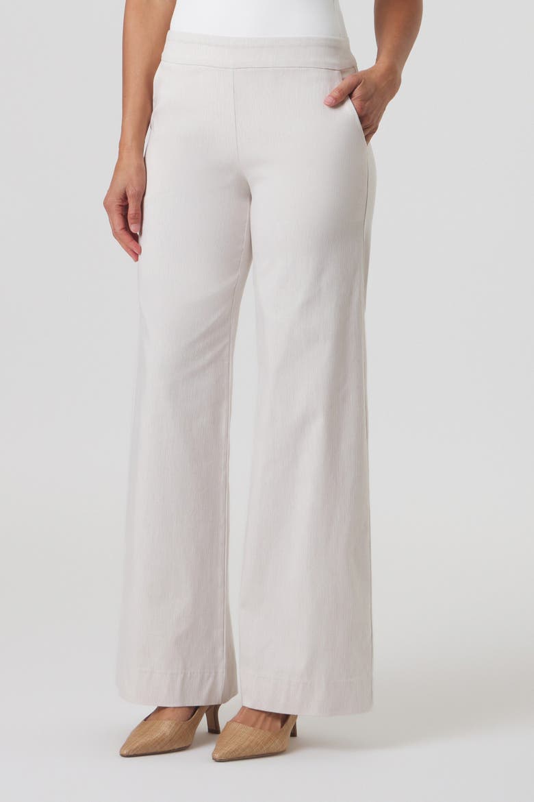 Mayfair Stretch Pinstripe Wide Leg Pant, Main, color, Oat Stripe