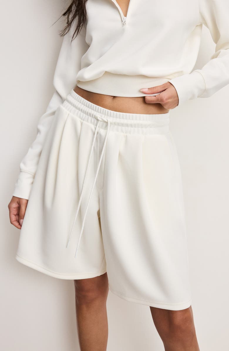 Good American Air Soft Scuba Knit Shorts, Alternate, color, Cloud White001