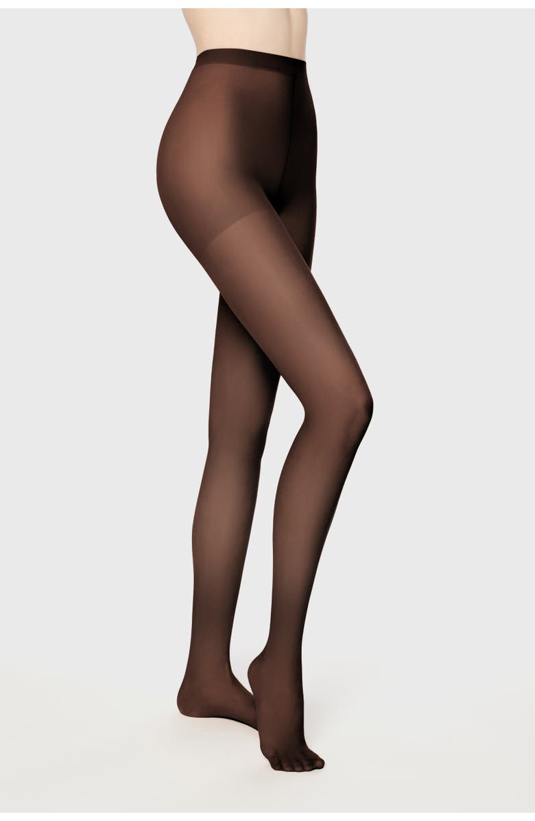 SKYTIGHTS JetSet 40 Denier Sheer Compression Tights Nude Skin Tone and Black Shades, Main, color,