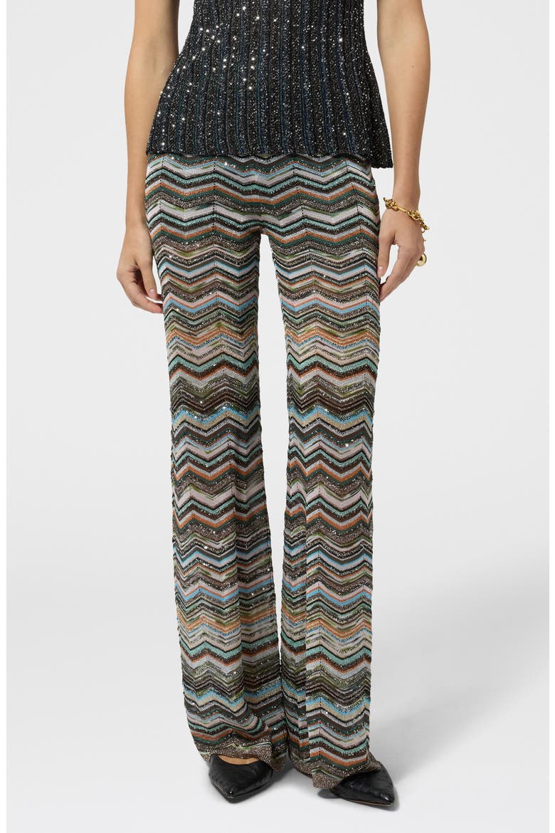 Sequin Metallic Zigzag Stripe Sweater Pants, Main, color, BLACK MULTI
