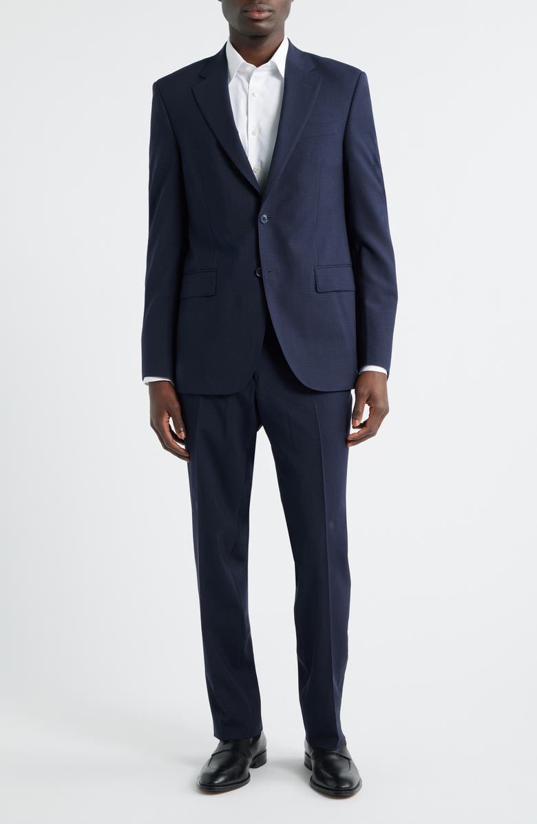 Peter Millar Flynn Classic Fit Navy Microcheck Wool Suit, Main, color, Navy