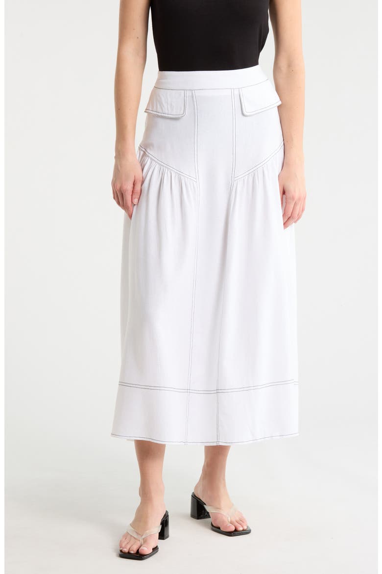 Davenport Midi Skirt, Main, color, CLOUD DANCER W/ BLACK
