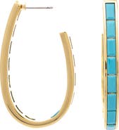 RIVKA FRIEDMAN Turquoise Elongated Hoop Earrings