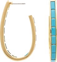 RIVKA FRIEDMAN Turquoise Elongated Hoop Earrings