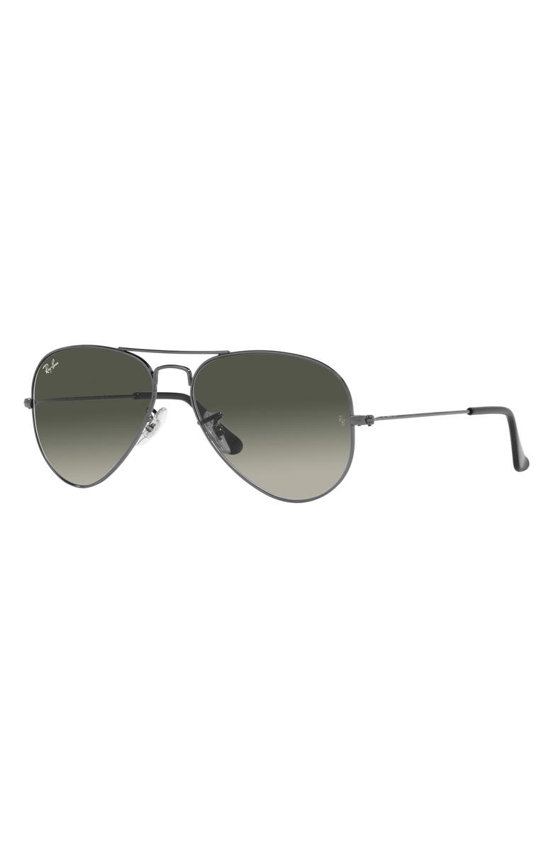 Ray-Ban Small Original 55mm Aviator Sunglasses, Alternate, color, Grey Flash