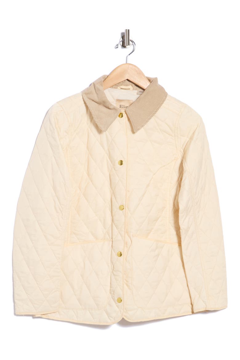Diamond Quilted Shirt Jacket, Main, color, CREAM BEIGE COLLAR
