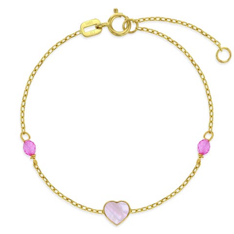 14k Mother of Pearl Hearts Girls Bracelet